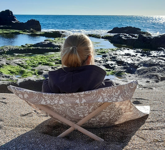 Lona Tumbona artesanal para playa Victoriana hecha en Mallorca -