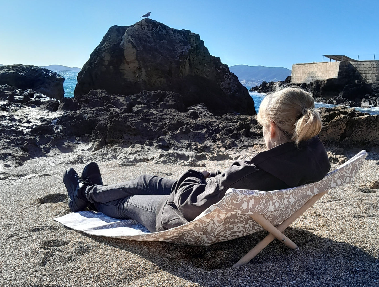 Lona Tumbona artesanal para playa Victoriana hecha en Mallorca -