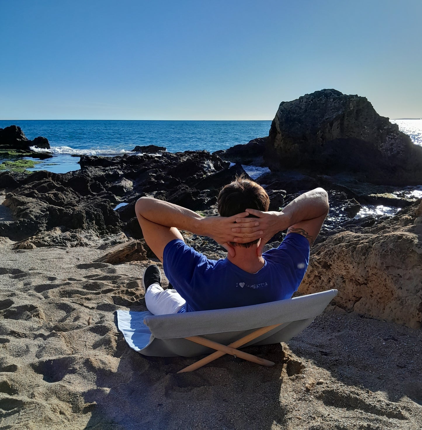Lona Tumbona reposera de Mallorca ikat para la playa -