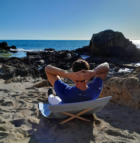 Lona Tumbona reposera de Mallorca ikat para la playa -