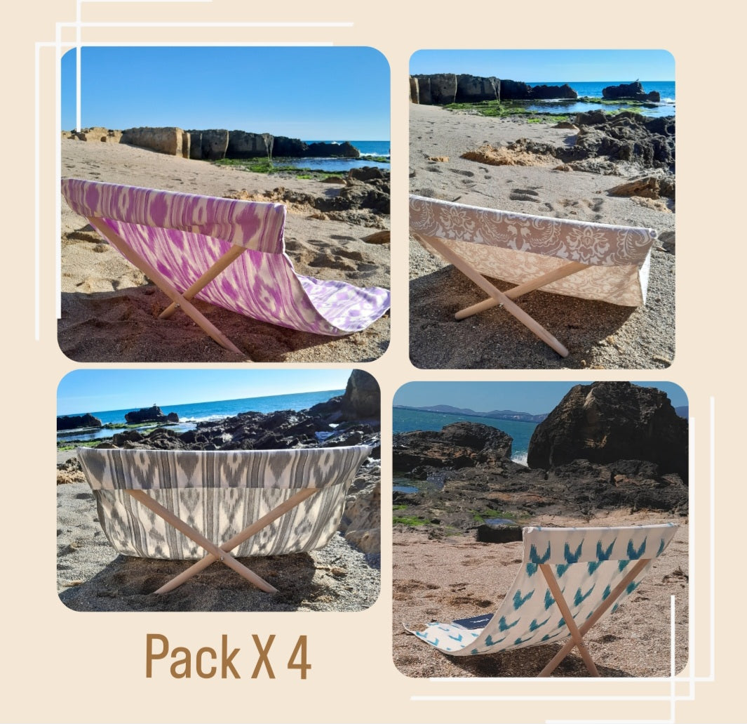 Pack x 4 Esterilla Lona tumbona ikat para playa hecha en Mallorca -