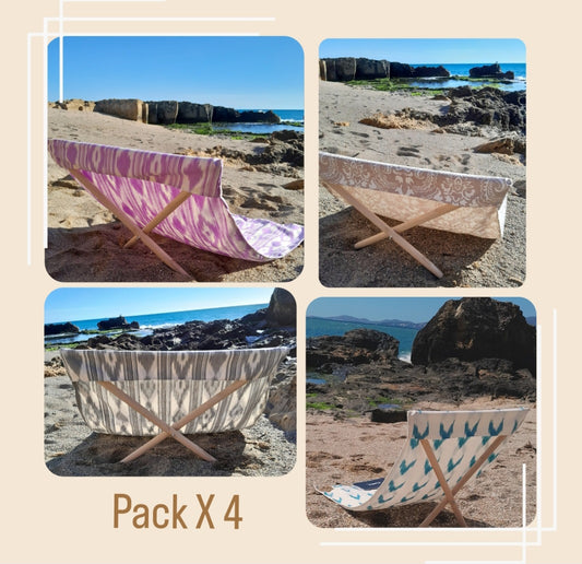 Pack x 4 Esterilla Lona tumbona ikat para playa hecha en Mallorca -